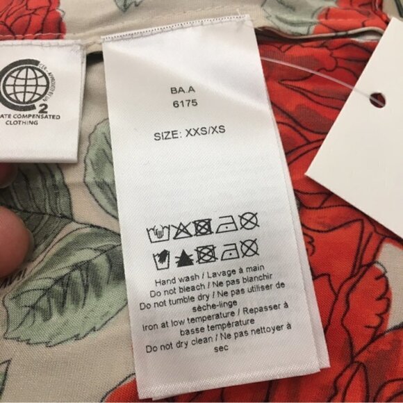 Ganni Rose Print Oversized Tie-Neck Stretch-Silk Blouse - Picture 14 of 15